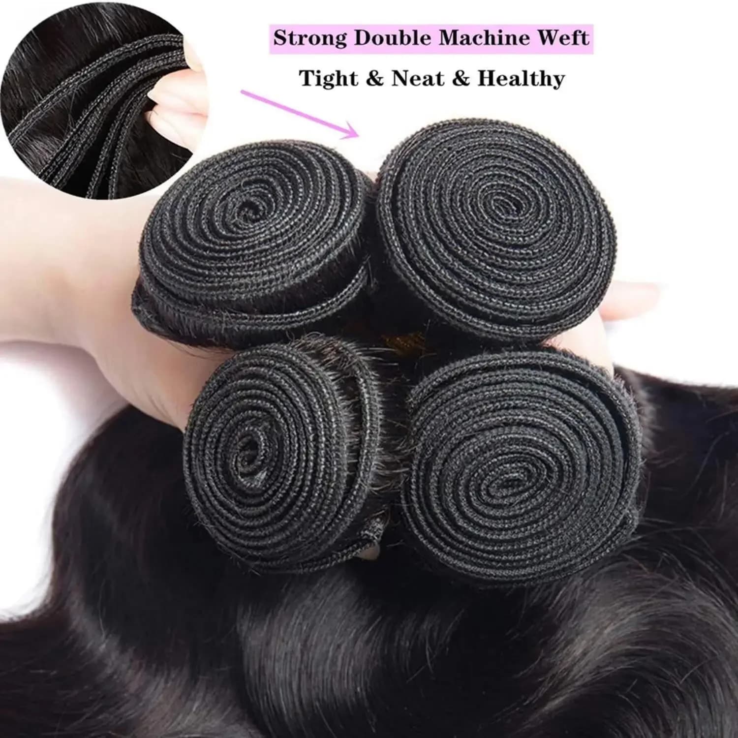Extensions de cheveux humains brésiliens Remy ondulés couleur naturelle, 1/3/4 pièces, 38-40 pouces