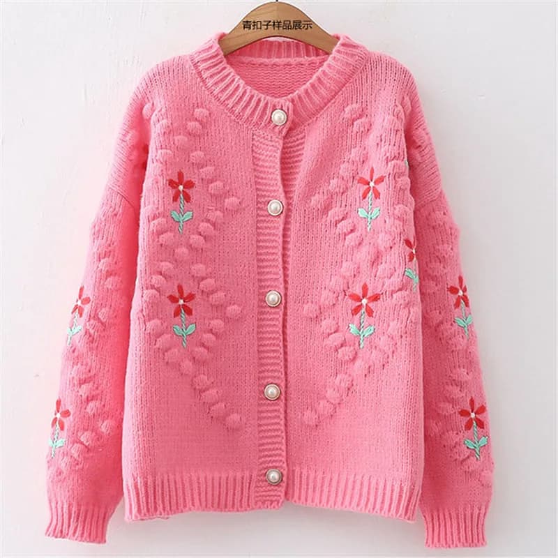 Pull Brodé Épais et Chaud en Tricot pour Femme, Cardigan en Y, Nouveau Design, Printemps-Automne