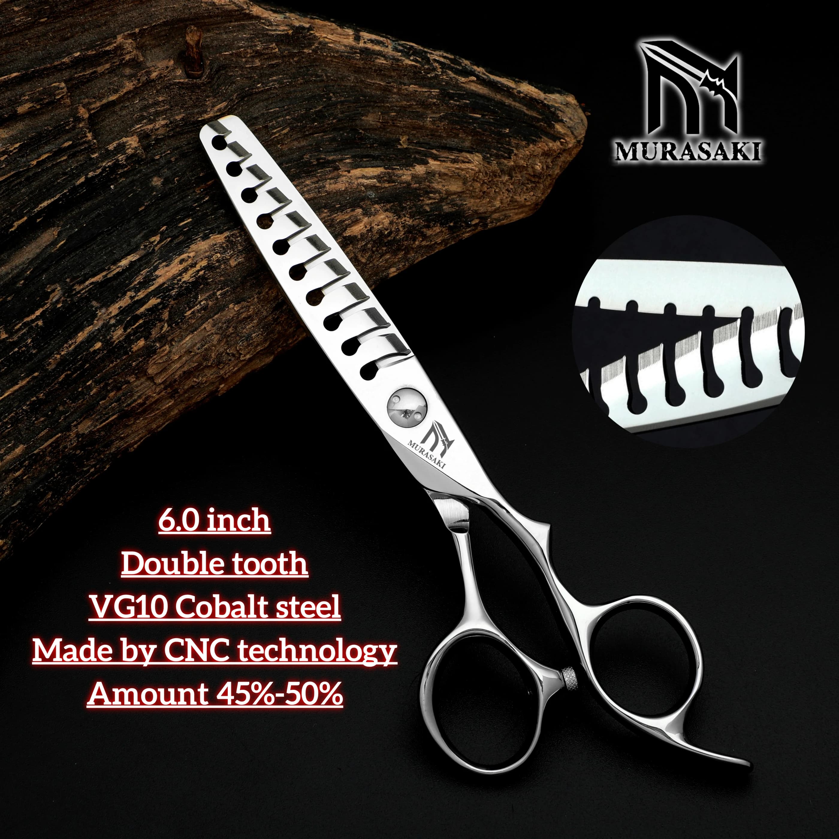 Ciseaux de barbier professionnels MURASAKI, ciseaux amincissants à Double dent de 6.0 pouces, fabriq