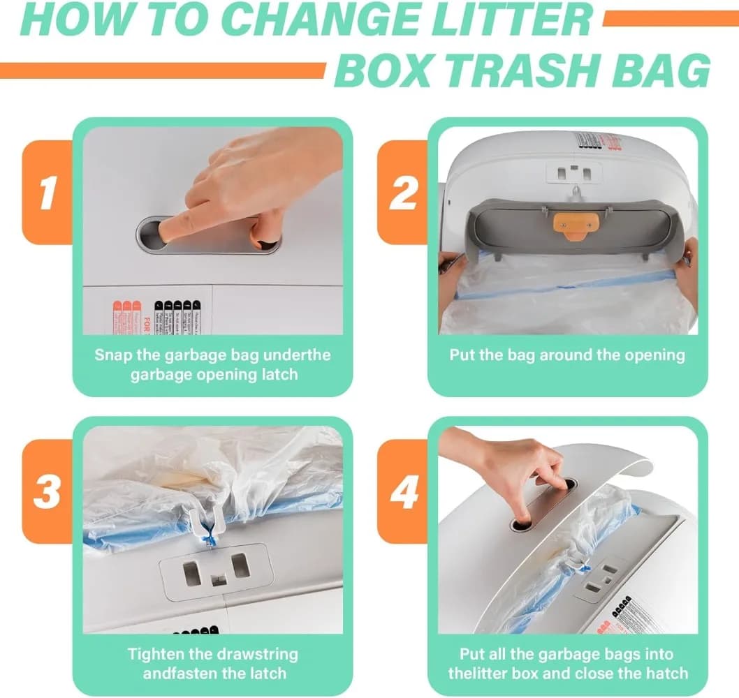 Tonepie – bac à litière autonettoyant pour chat, sacs à excréments, fermeture à cordon pour toilette