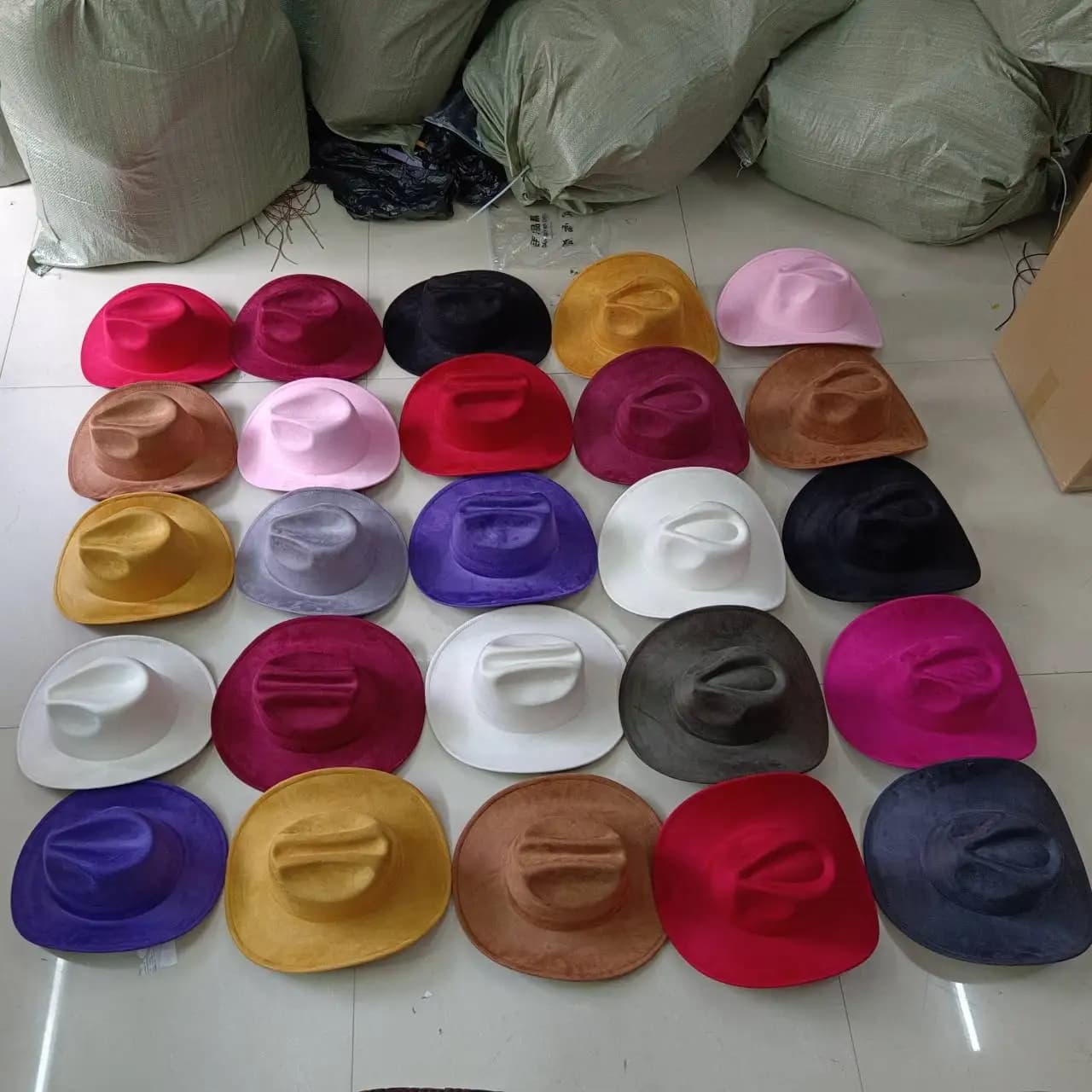 Chapeau de cowboy en daim vert armée, nouveau modèle grande taille, en daim, avec dessus en forme de