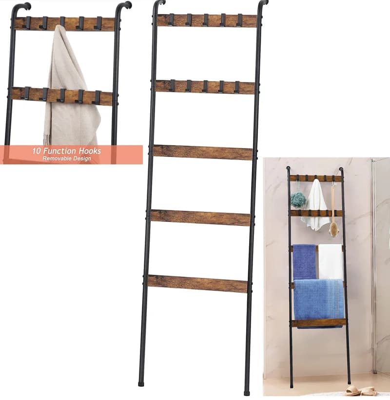 Étagères murales décoratives en métal, échelle de couverture, porte-serviettes T1, accessoires HOAcc