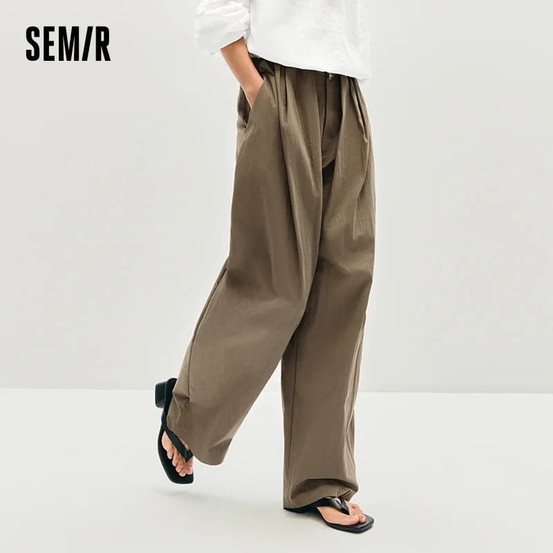 Semir femmes pantalon texturé ample incurvé Long décontracté mode vêtements pour femme texturé tissu