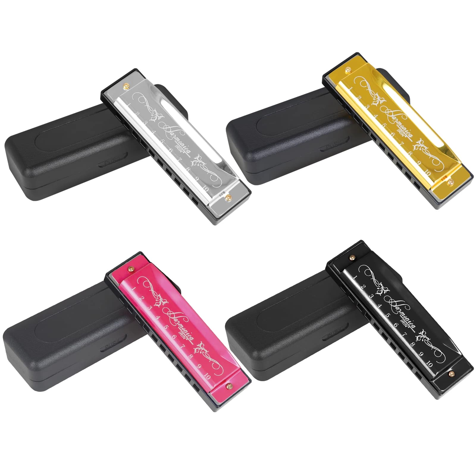 Harmonica professionnel 10 trous 10 tons couleur C ton Harmonicas avec étui cadeau de noël pour débu