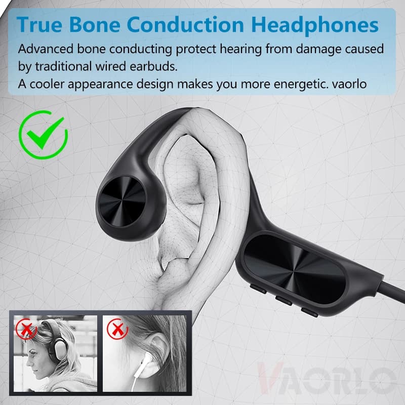 IPX8 étanche Conduction osseuse casque sans fil Bluetooth 5.4 + 32GB RAM lecteur MP3 HIFI musique sp