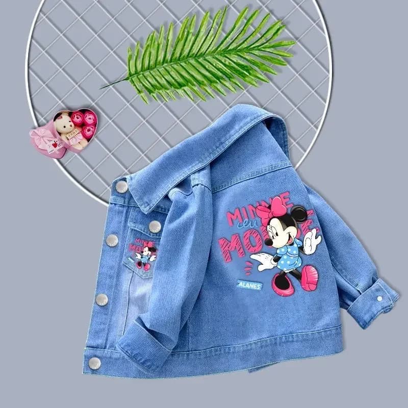 Veste en jean Minnie Mouse pour petites filles, manteau de printemps et d'automne, vêtements d'extér