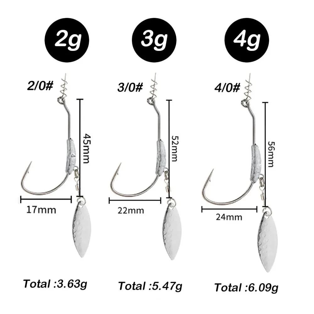 Hameçons de pêche en acier au carbone avec goupille de verrouillage Spinner, appâts souples, tête de
