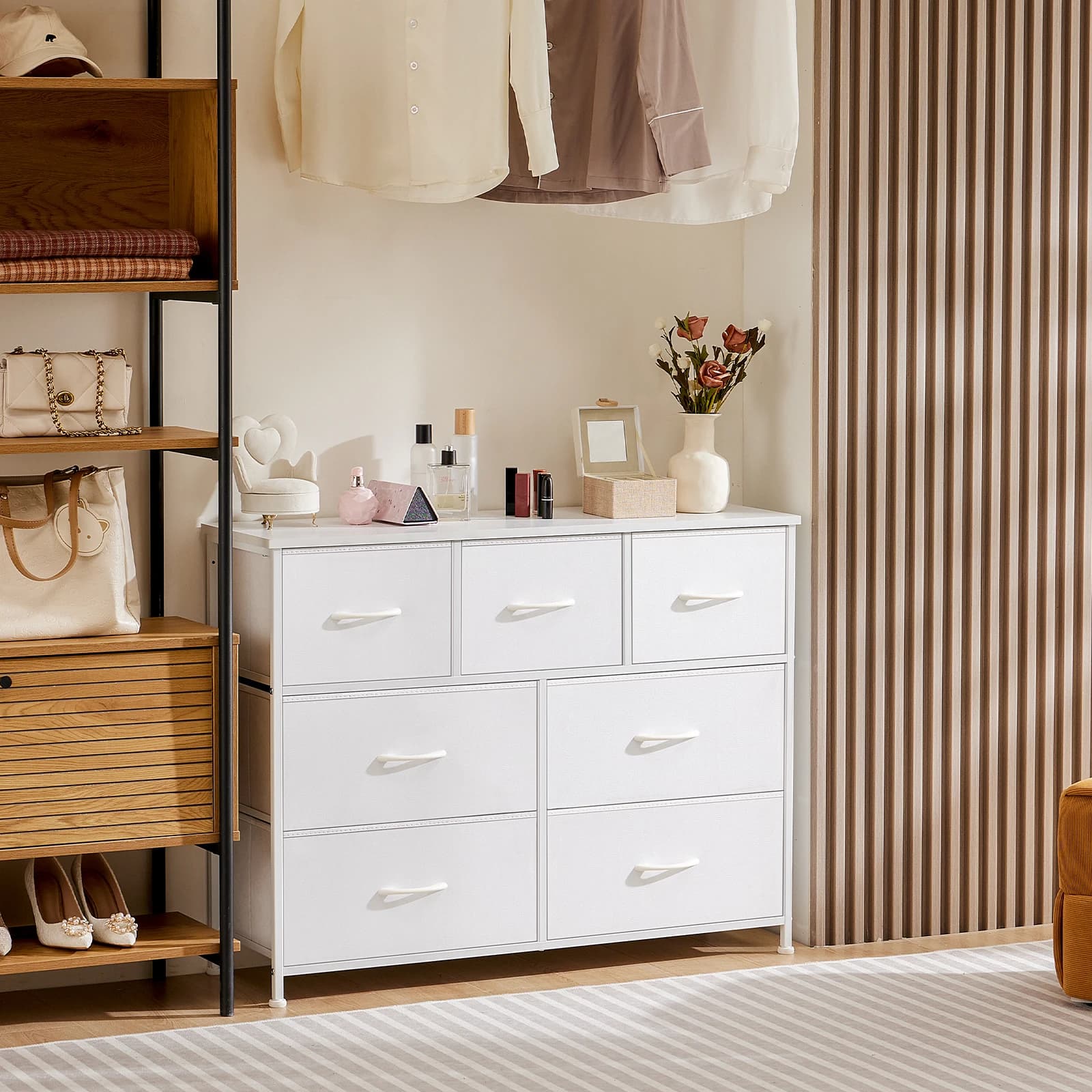 JHK armoires pour chambre à coucher avec 5/7/10 blanc amant tissu tiroirs coffre armoire placard pou