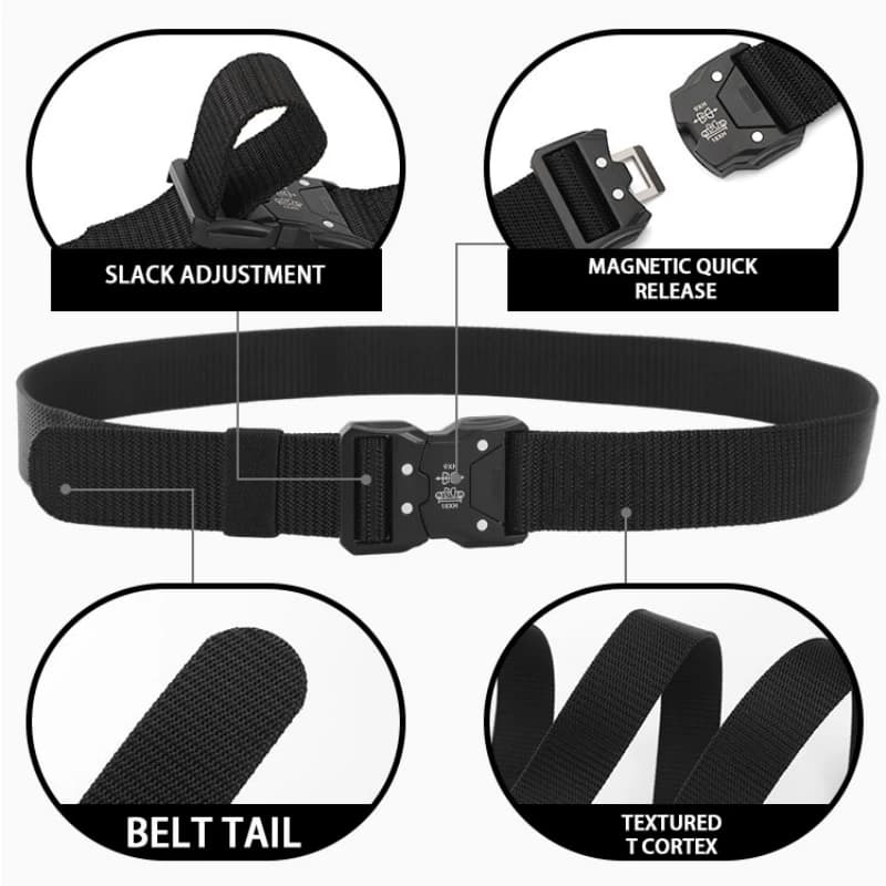 Véritable ceinture tactique noire à dégagement rapide pour hommes, boucle de ceinture d'extérieur à 