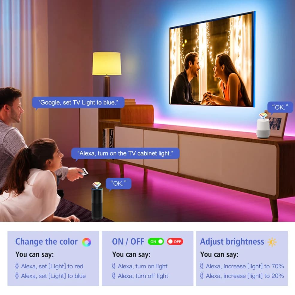 Bande lumineuse LED intelligente, RVB 5050, Tuya, WiFi, Zigbee, contrôle par téléphone, USB, ruban f