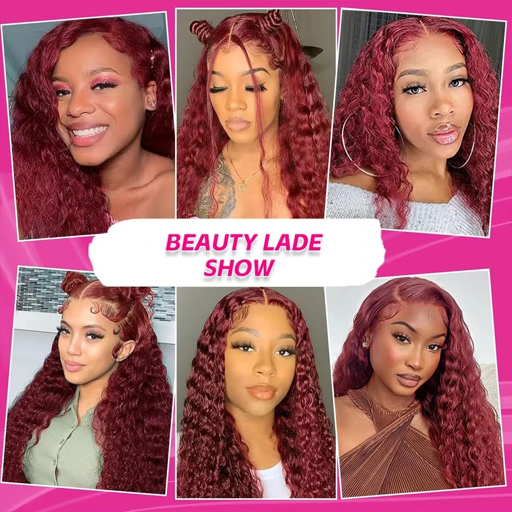 13x6 99j bordeaux dentelle avant perruques cheveux humains vague profonde 250 densité Transparent fr