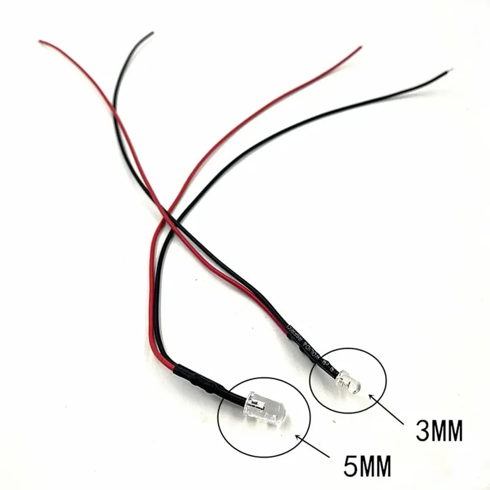 10 pièces 3mm 5mm scintillement 9V-12V DC pré-câblé eau clair bougie led rouge jaune bleu vert blanc