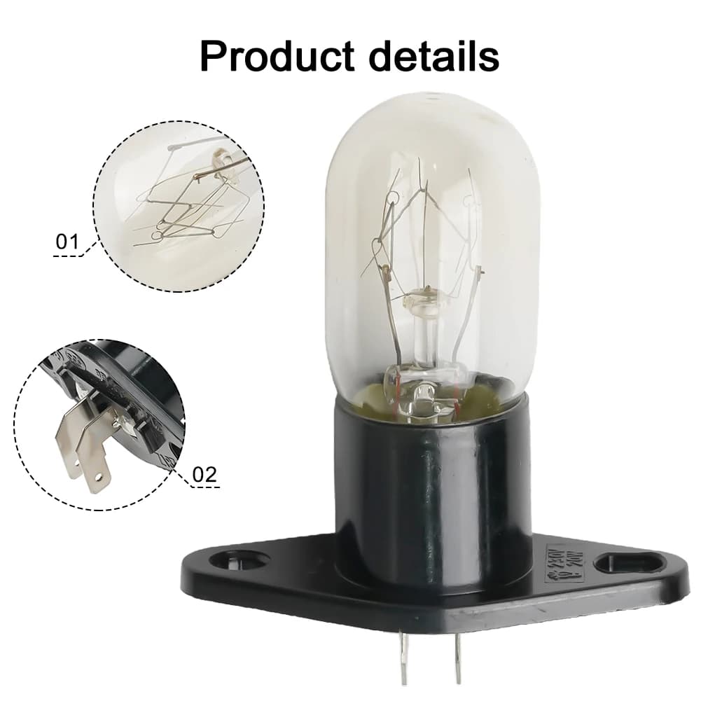 Ampoule pour four à micro-ondes 2A 250V 25W, éclairage de réfrigérateur, conception de Base avec sup