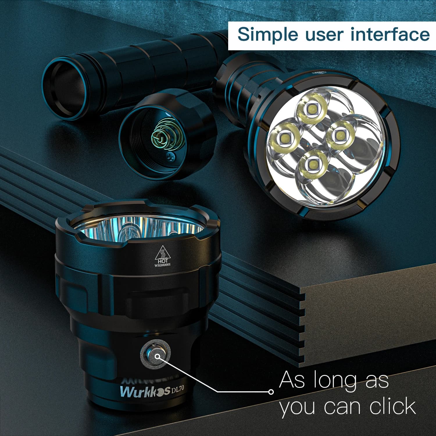 Wurkkos DL70 lampe de poche de plongée sous-marine haute puissance 13000LM projecteur IPX8 étanche 4