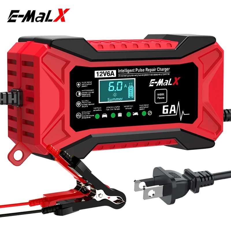 Chargeur de batterie de voiture 12V 6A, réparation d'impulsions LiFePO4 14.6V, Charge rapide intelli