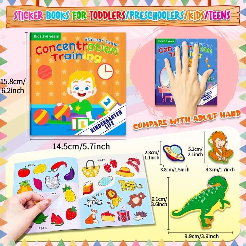 Jouets Montessori, autocollants de dessin animé, livres concentrés sur le développement du potentiel