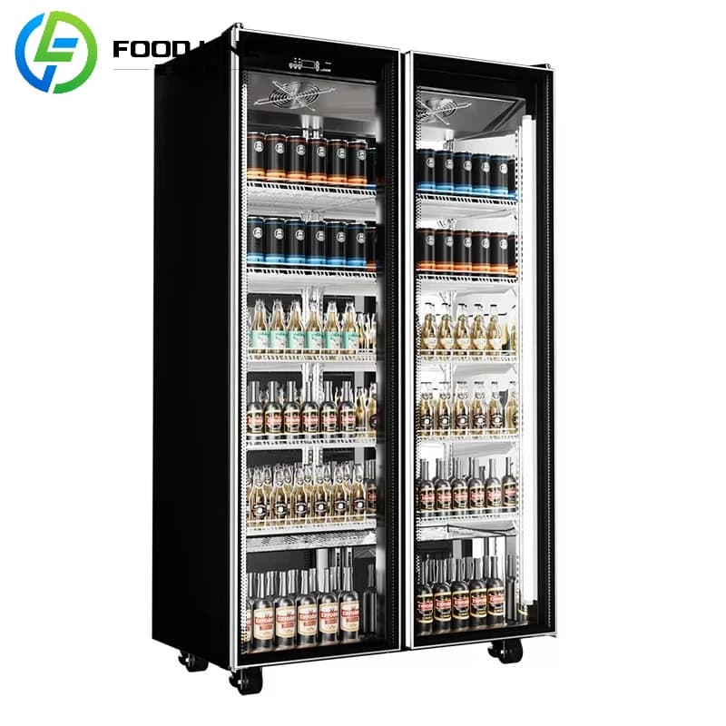 Vitrine réfrigérée professionnelle verticale avec porte vitrée pour objets de collection, vin, usage