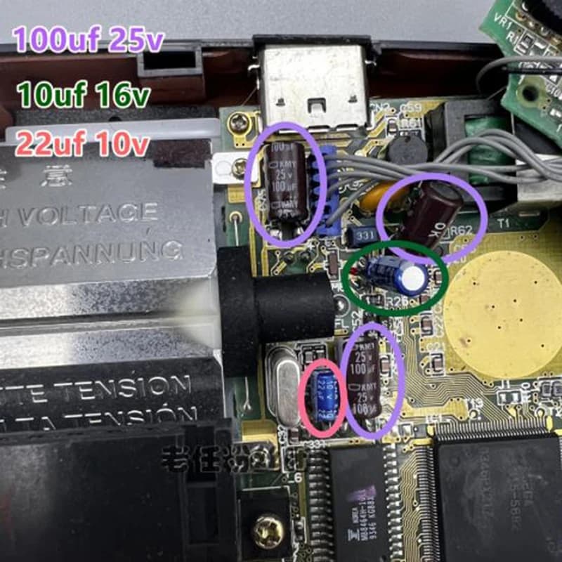 Condensateurs pour remplacement de réparation de condensateurs de carte mère Sega Gamegear Gg