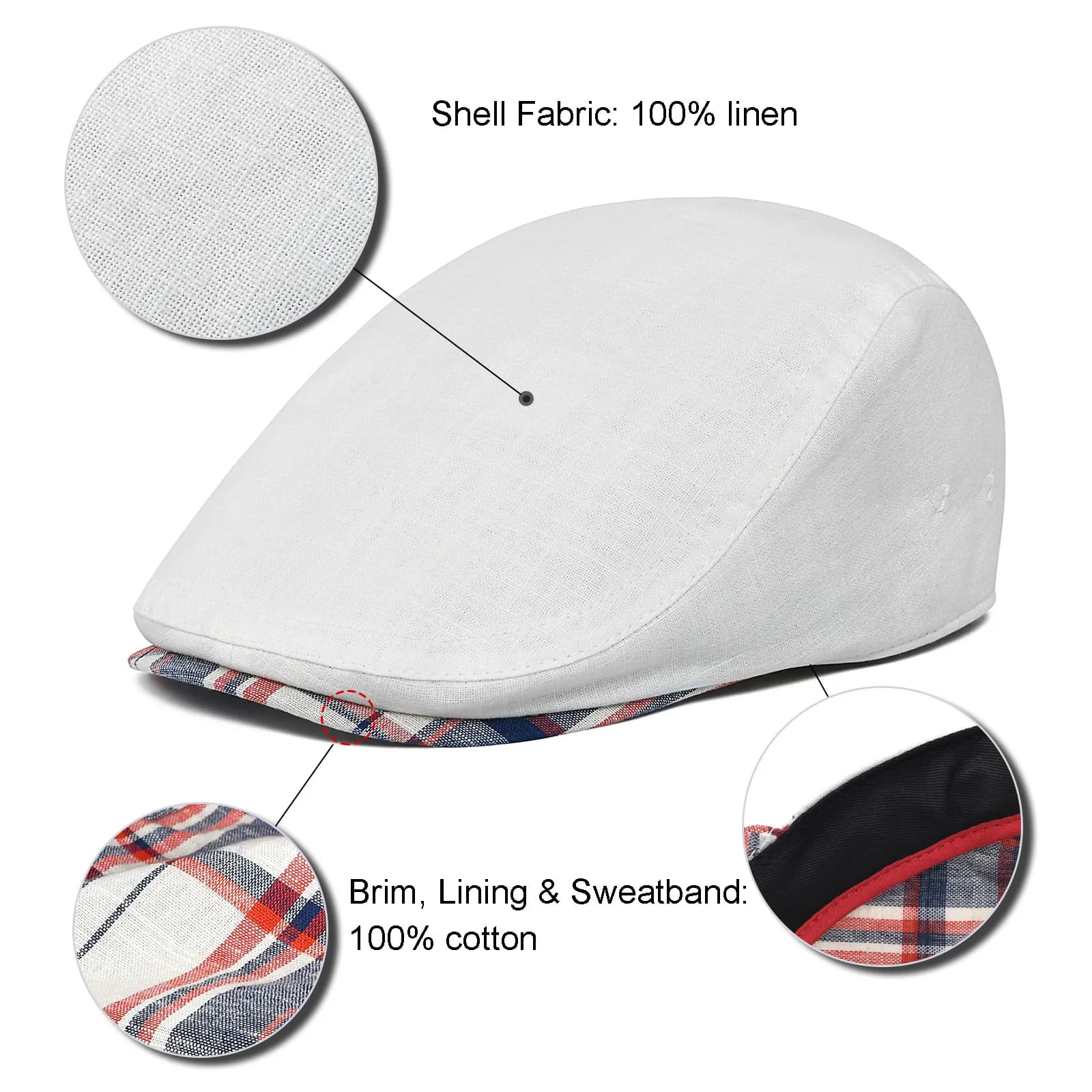 Casquette plate en lin 100 % pour homme JGNGOUL, style Gatsby, pour l'été, conduite, décontractée, f