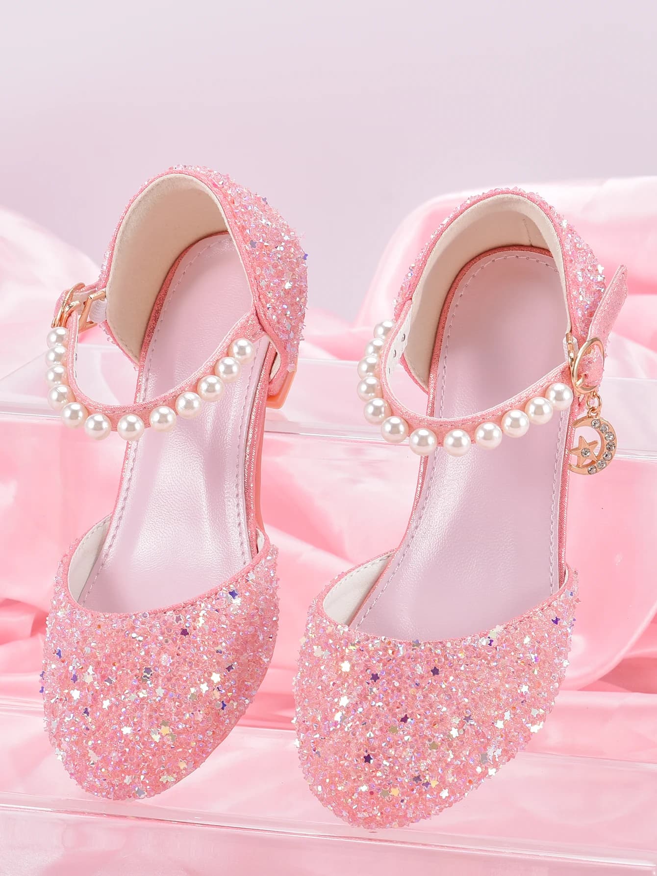 Chaussures à talons hauts de Style princesse pour filles, avec décoration pendentif étoile brillante
