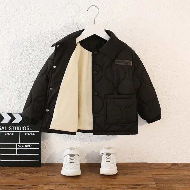 Veste d'automne en coton pour enfants, manteau chaud épais en velours pour garçons de 3 à 10 ans, co