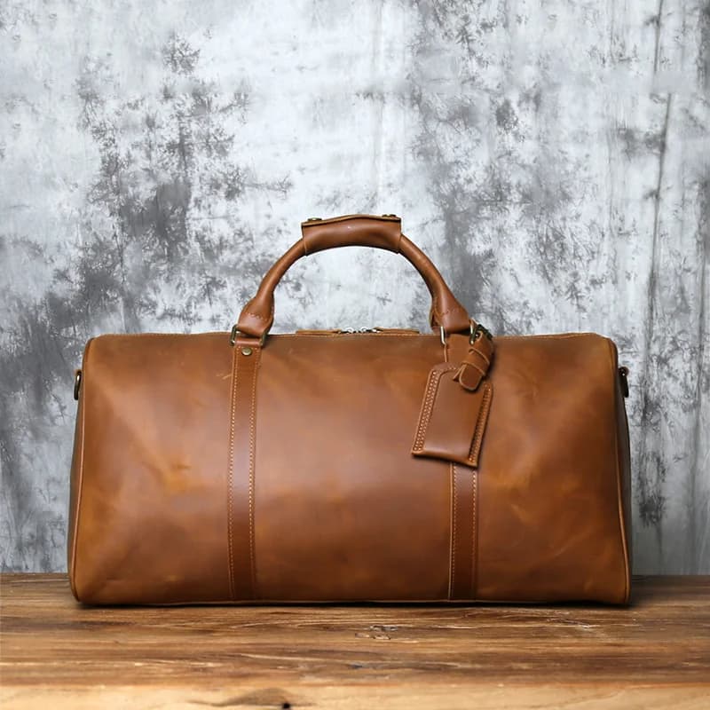 Sac de voyage rétro en cuir véritable pour hommes, sac à main en cuir de cheval élan, sac à bandouli