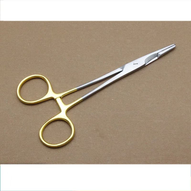 Porte-aiguille chirurgical en acier inoxydable, insert de poignée en or, cosmétique, plastique, cein