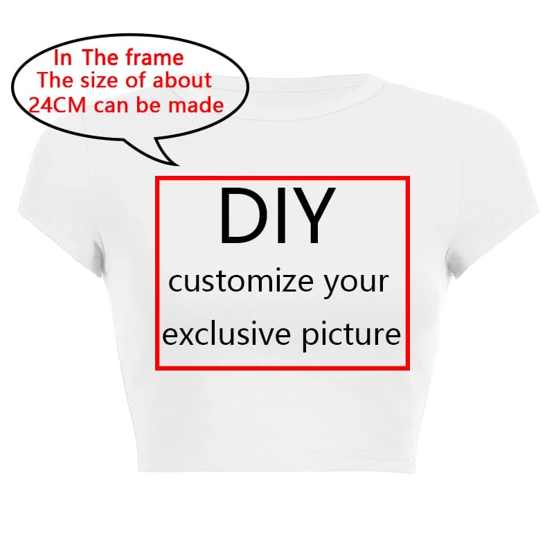 Été à manches courtes col rond votre propre Design Logo/image rose recadrée nombril femmes hauts cou