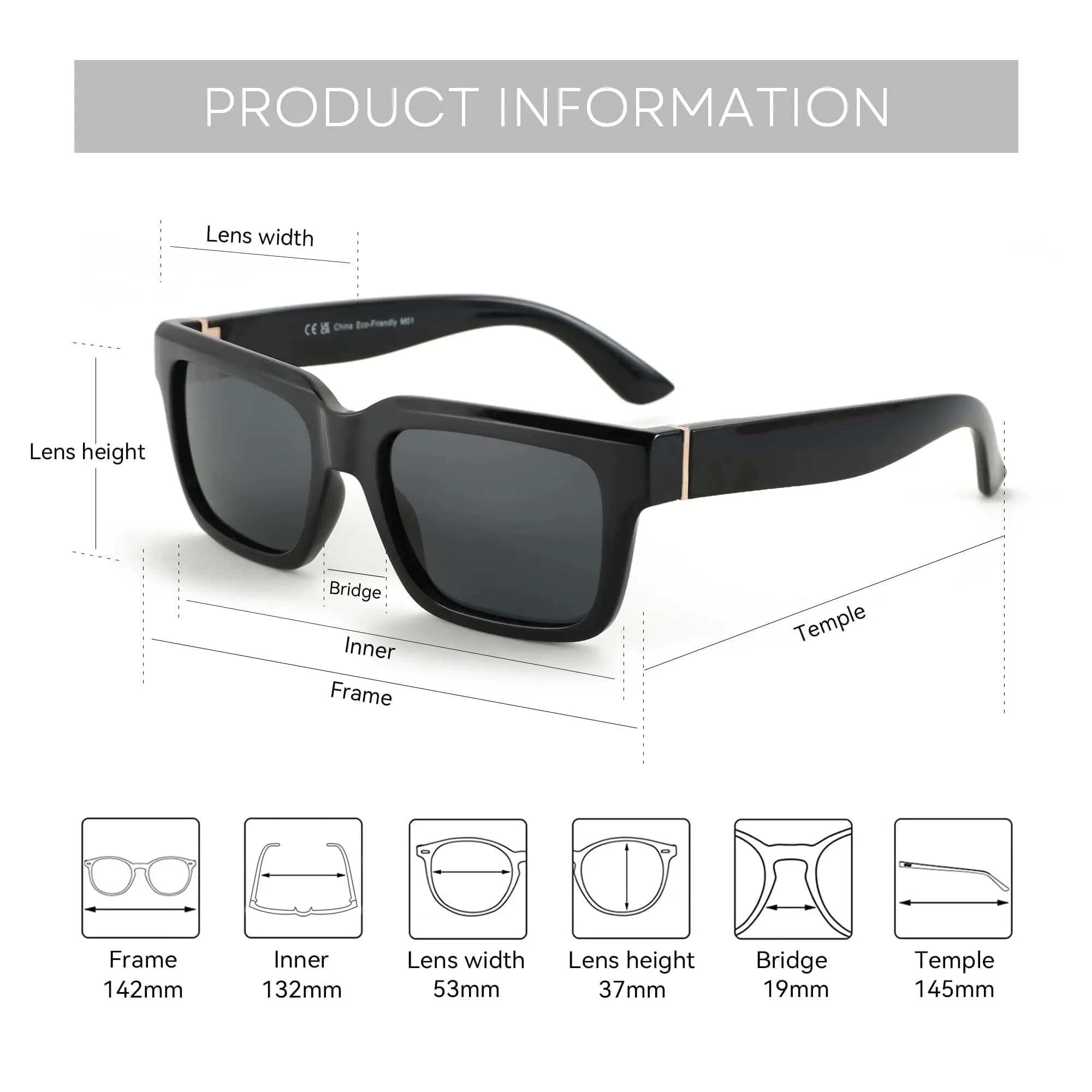ZENOTTIC-Lunettes de soleil rectangulaires polarisées pour hommes et femmes, protection UV400, lunet