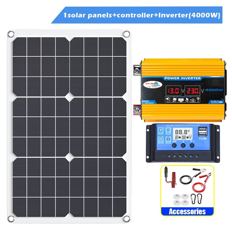 Kit Solaire Complet 600W Panneau 4KW 6KW Onduleur Contrôleur 100A Système Solaire Intelligent 110V-2