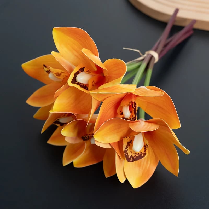 1 Bouquet de 6 fleurs d'orchidées simulées pour décoration de mariage, arrangement Floral, décoratio