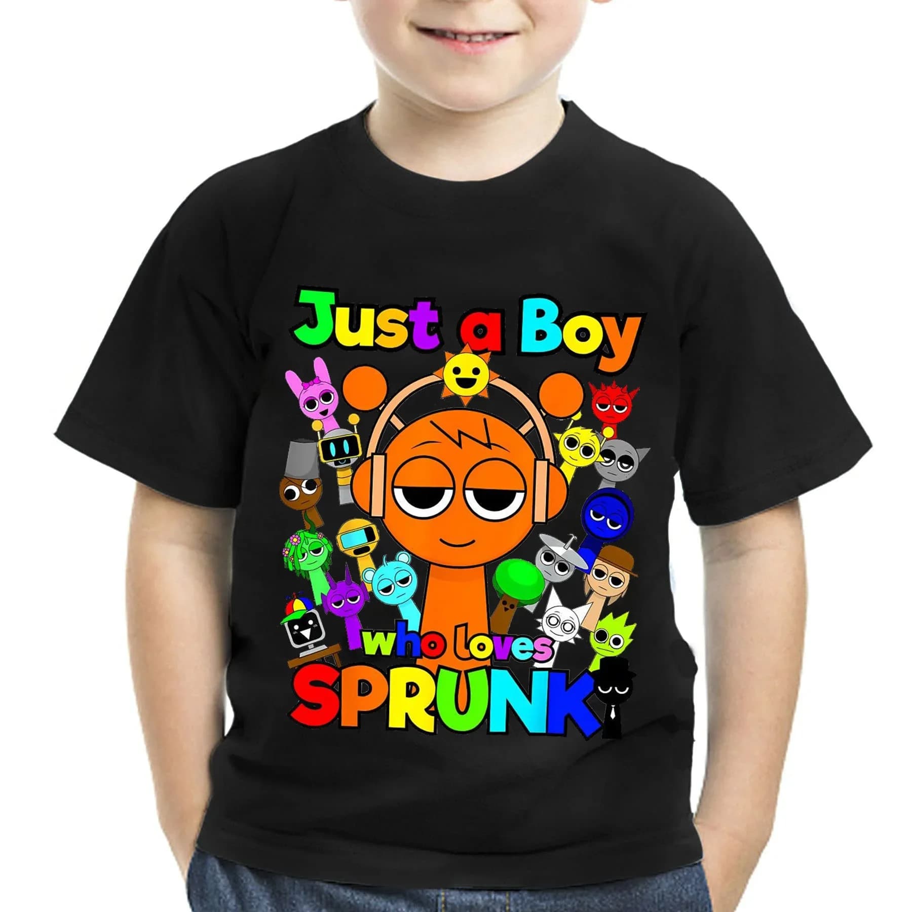 Jeu d'été Sprunki Incredibox dessin animé imprimé coton enfants T-Shirts garçons décontracté à manch