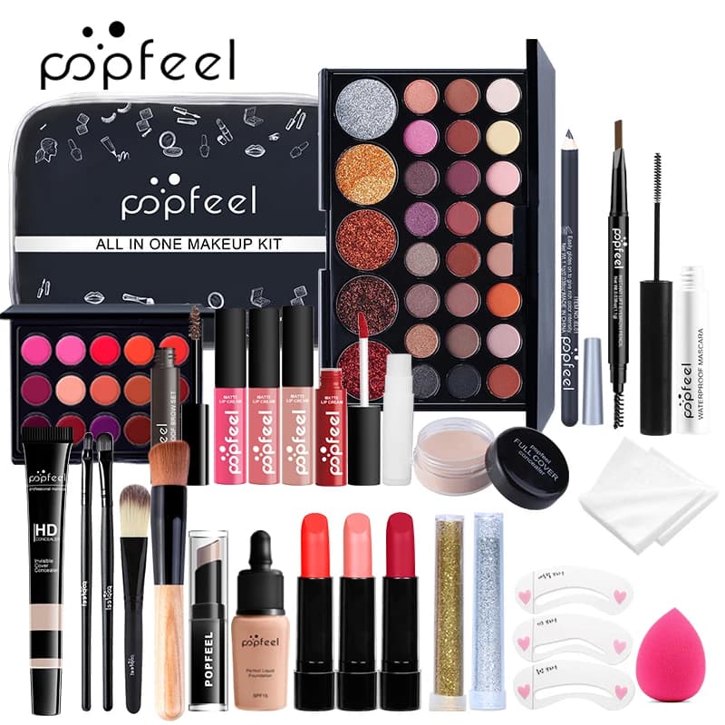 POPFEEL-Kit de Maquillage Tout-en-Un pour Femme, Ensemble Complet, avec Fard à Paupières, Eyelblogue