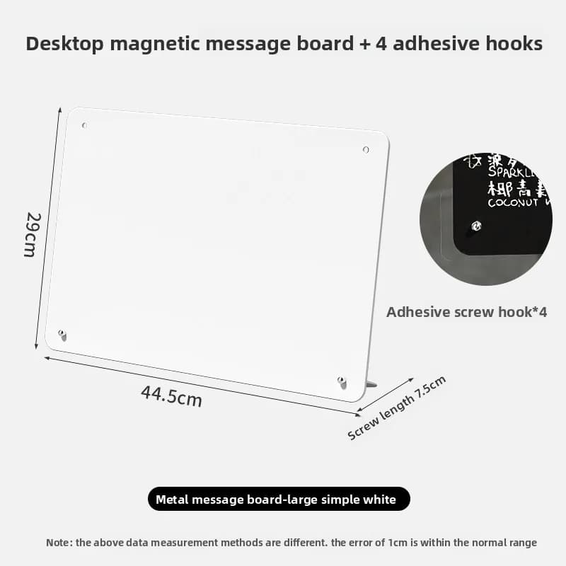Tableau blanc magnétique de bureau de grande taille, panneau de fer écrit à la main, café, tableau d