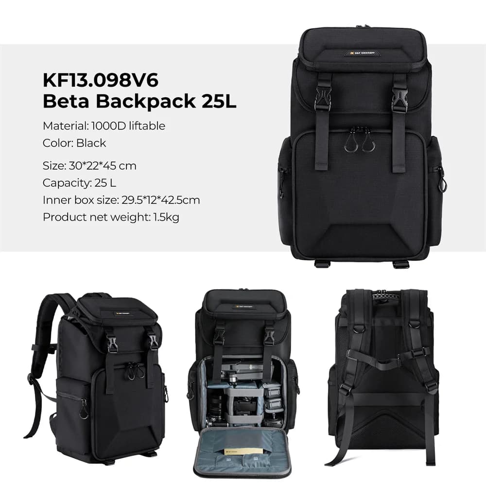 Sac à dos K&F CONCEPT 25L avec compartiment pour ordinateur portable 15,6 pouces, étui pour appareil