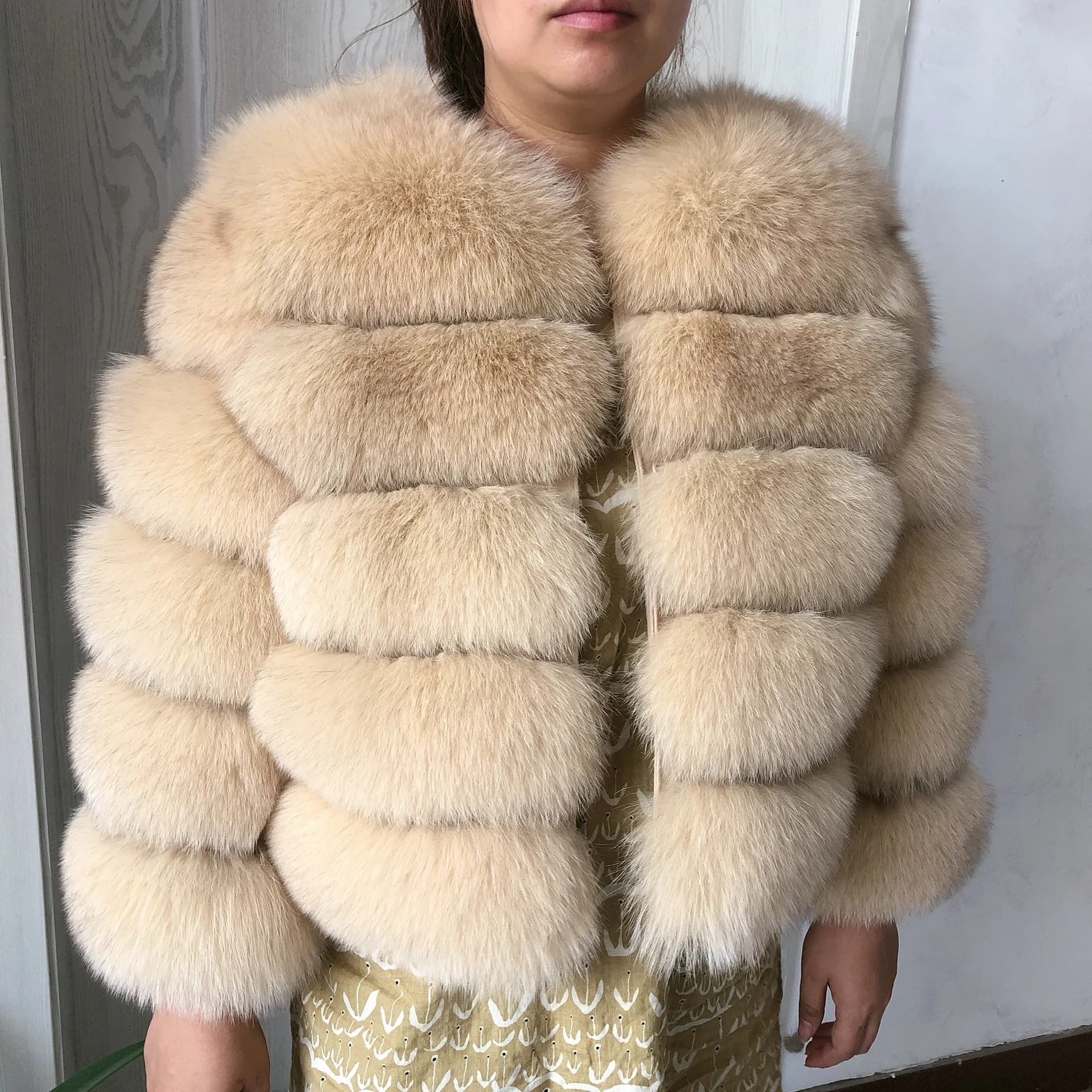 Nouveau manteau de fourrure de renard véritable femmes hiver chaud 100% veste de fourrure naturelle 