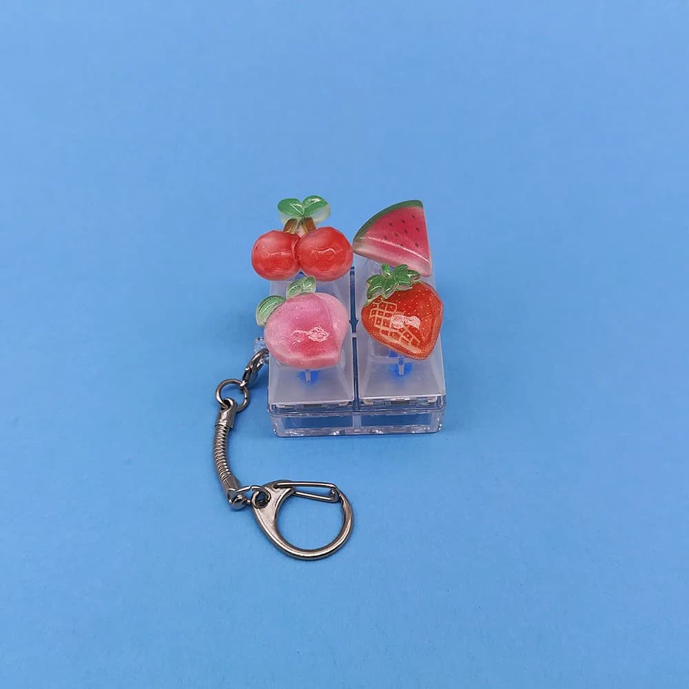 Keycap-Porte-clés avec pendentif fruits pour téléphone portable, porte-clés Kawaii, jouet Pop Fidget