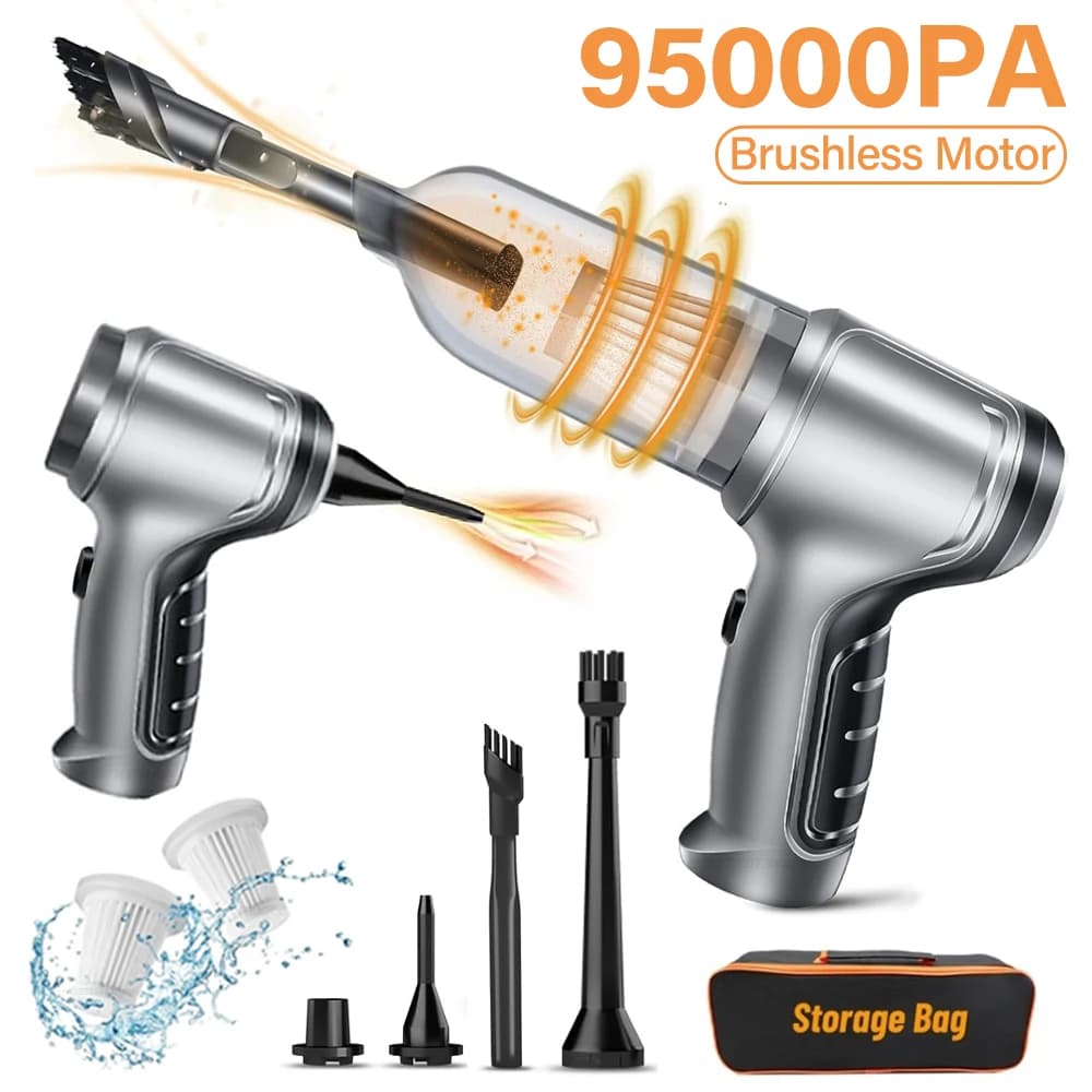 Aspirateur de voiture sans fil Portable 95000PA haute puissance 2 en 1 Mini aspirateur à main souffl