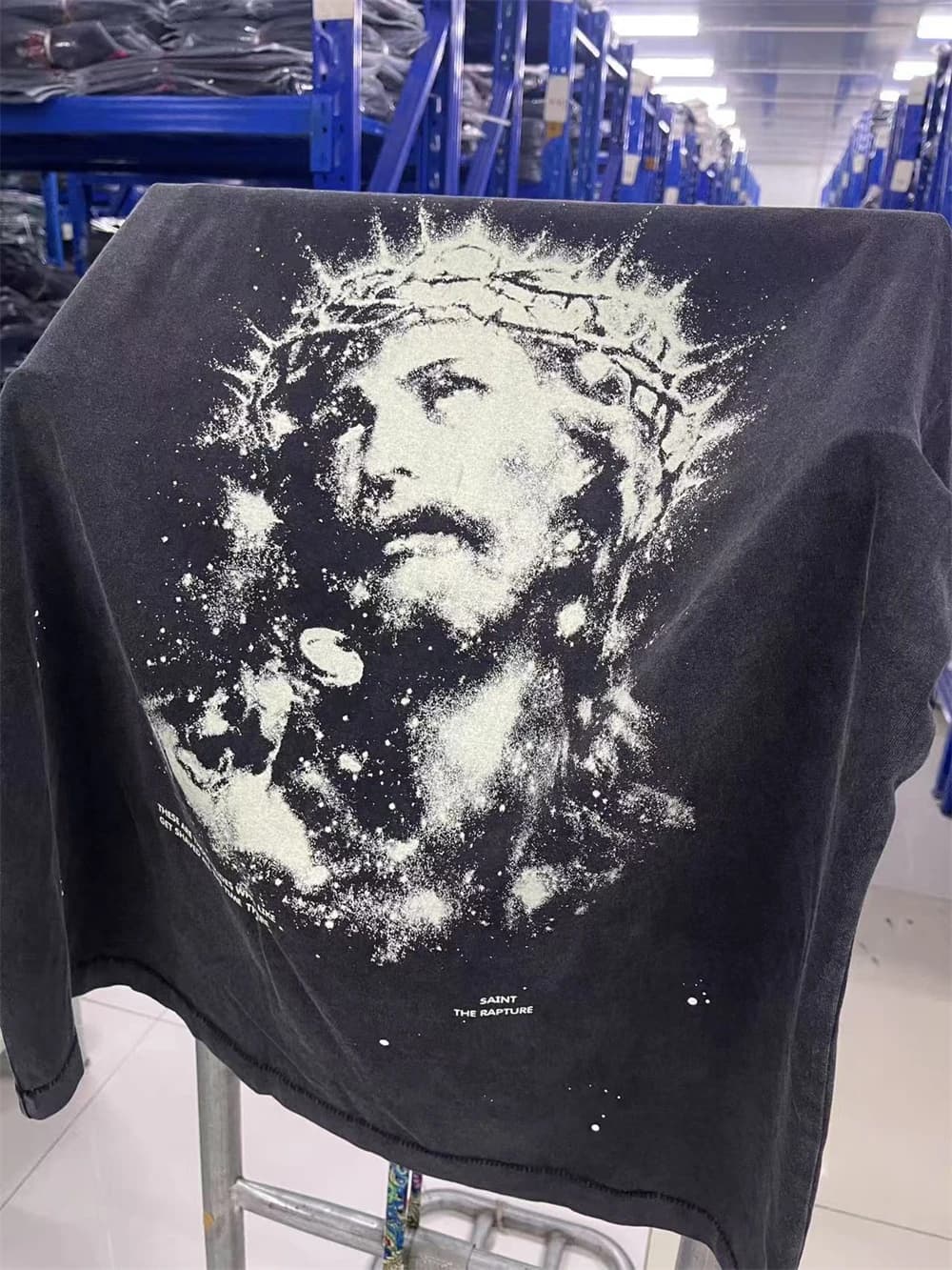 Saint jésus veilleuse Destruction en détresse imprimé à manches courtes T-shirt hommes femmes T peti