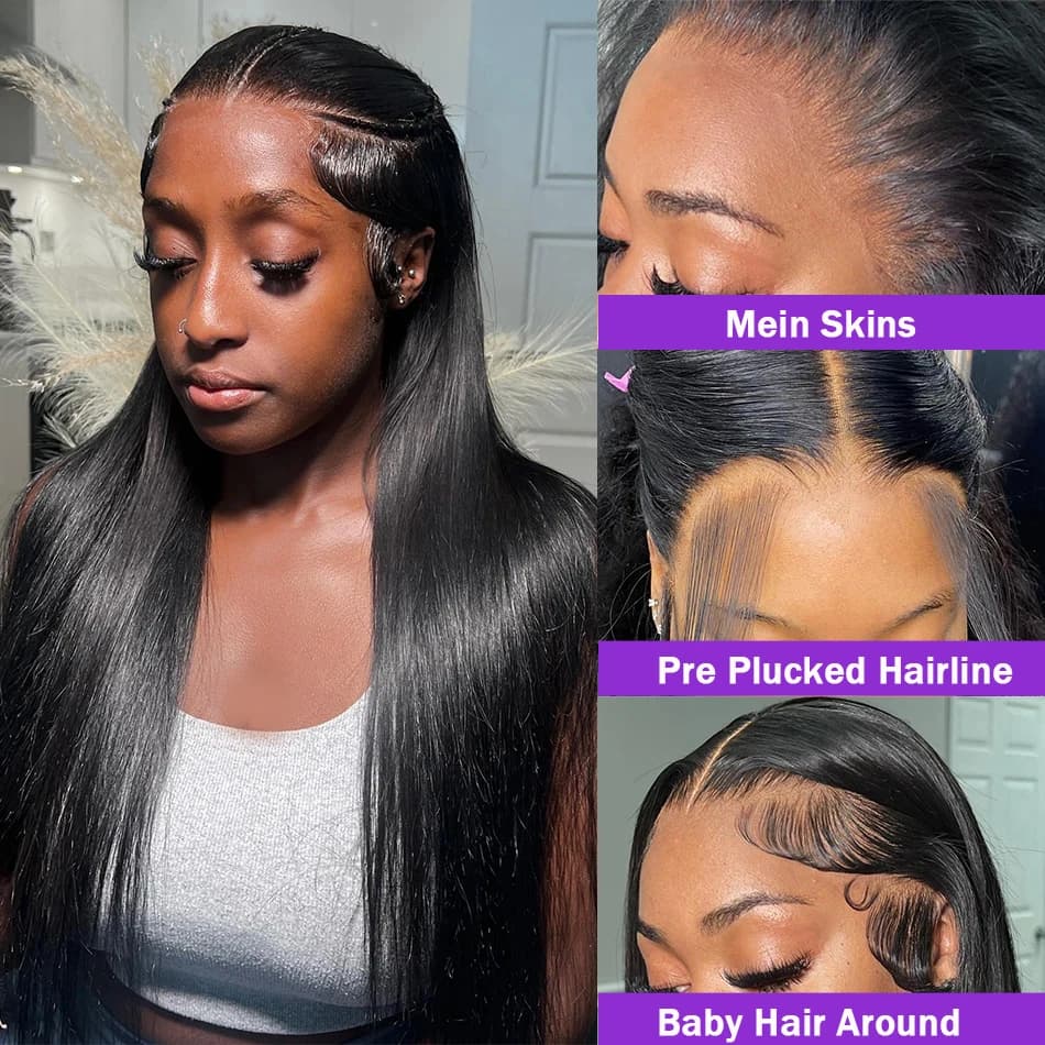 Sophia Straight Lace Front Wig, Perruques de cheveux humains, Perruque sans colle, Pas cher, Sans co