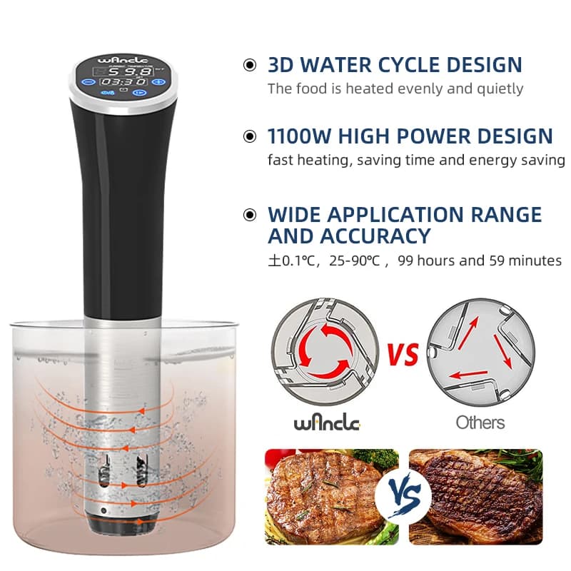 Wancle-Cuiseur sous vide avec écran LCD tactile, cowculator à immersion, cuisson précise, étanche IP