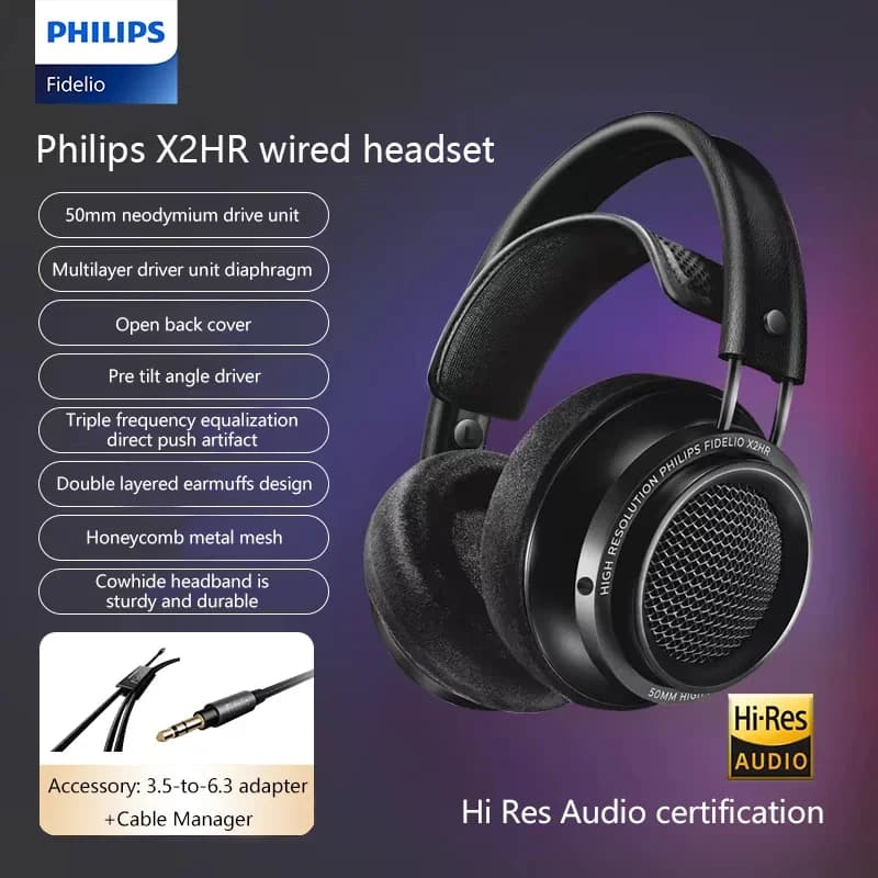 Original Philips X2HR Fidelio HiFi stéréo casque monté sur la tête confort musique filaire casque or