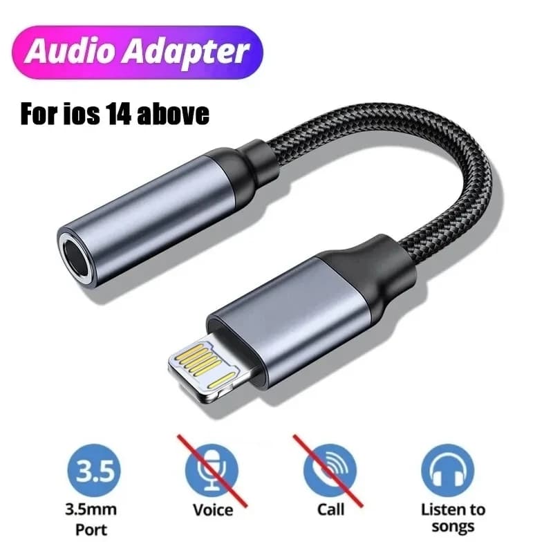 Câble AUX Jack 8 broches à 3.5mm, pour iPhone 14 13 12 11 Pro Max IOS 14, adaptateur mâle à femelle,