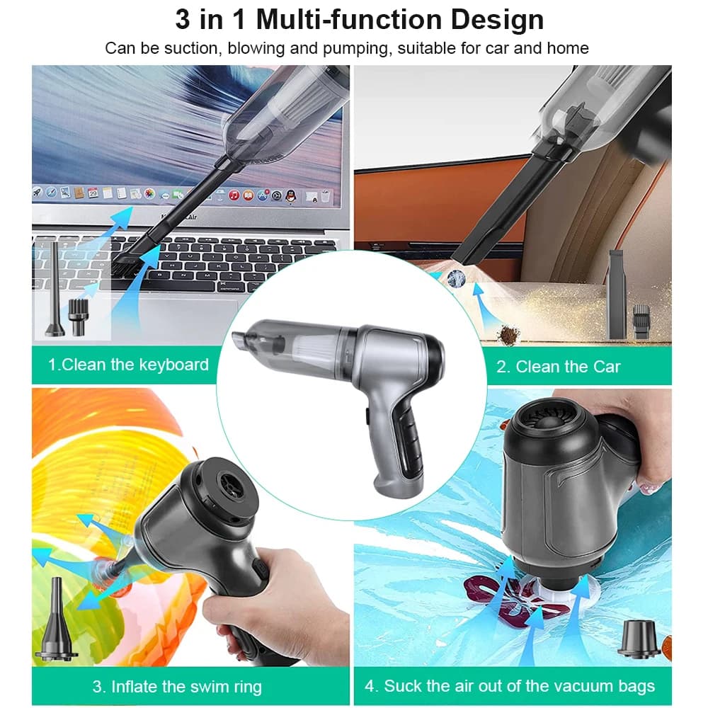 Aspirateur portable sans fil pour voiture et maison, mini nettoyeur, souffleur haute puissance, aspi