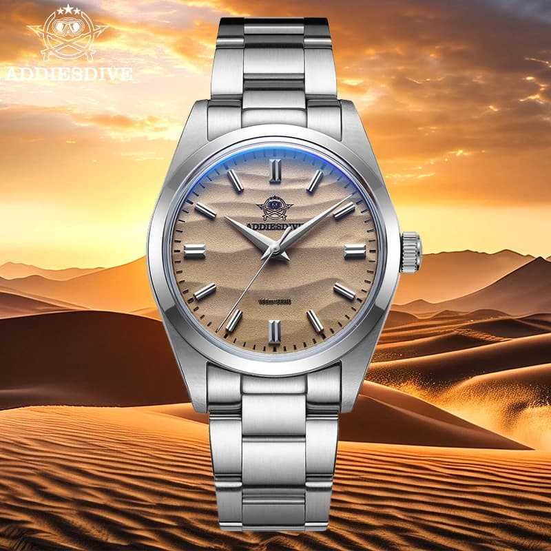 ADDIESDIVE-Montre à quartz étanche pour homme, acier inoxydable, revêtement AR, verre breton, montre