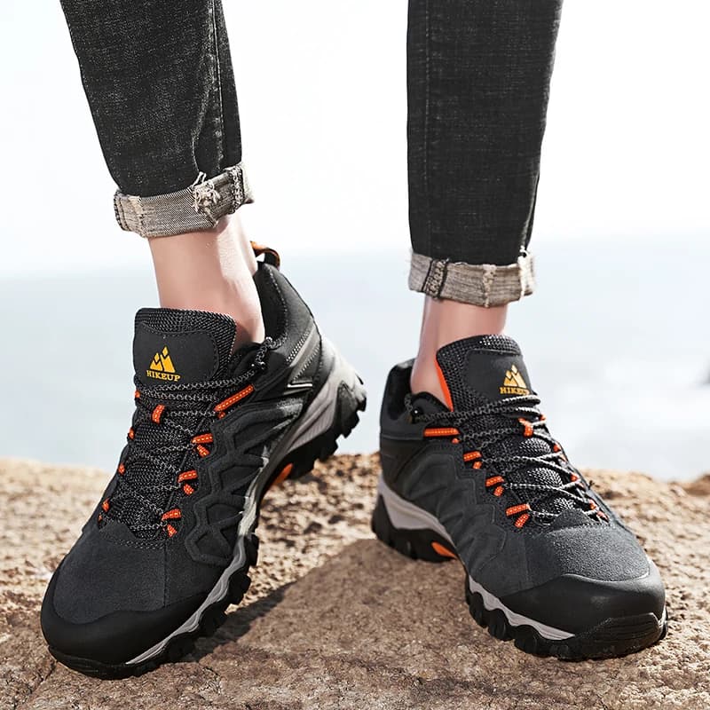 HIKEUP-Chaussures de Randonnée en Cuir Durables pour Homme, Baskets de dehors en Plein Air, de Trekk