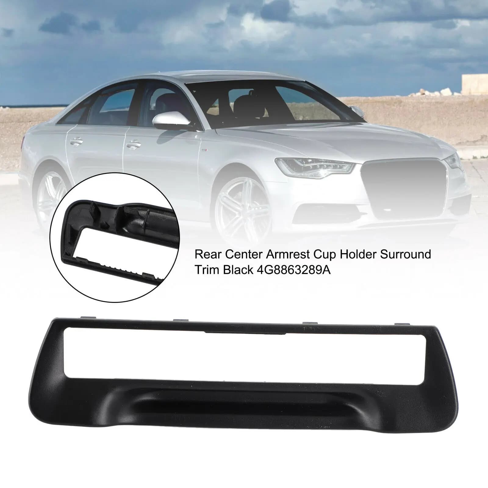 Porte-gobelet d'accoudoir arrière, ensemble de garniture Surround noir adapté pour Audi A6 / A7 2011