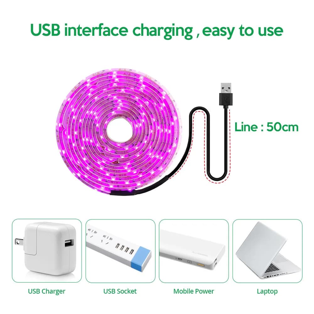 Plante lumière grandir bande LED 5V USB LED 1-5m puce LED à spectre complet pour serre fleur semis c