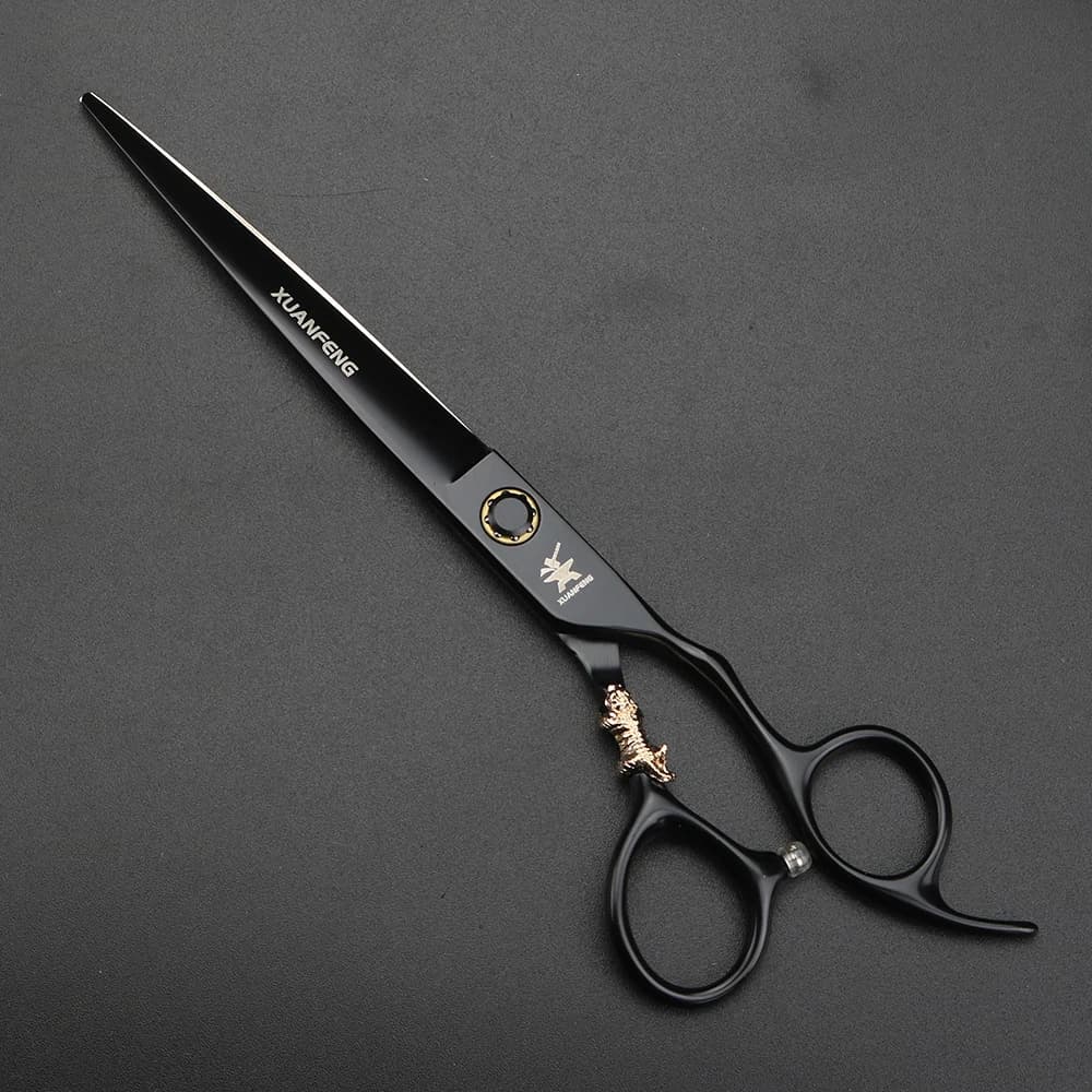 Ciseaux de coiffure XUANTENG de 7 pouces, noirs, avec système à roulement, ciseaux de barbier