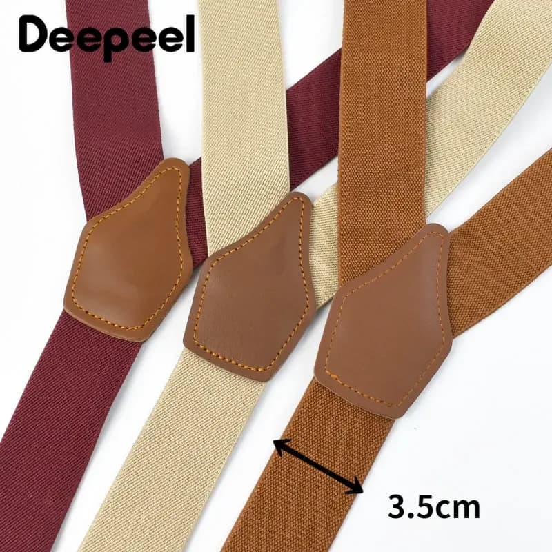 Deepeel 3.5*125 cm hommes adultes bretelles 6 Clips ajuster sangle élastique bouton bretelles décont